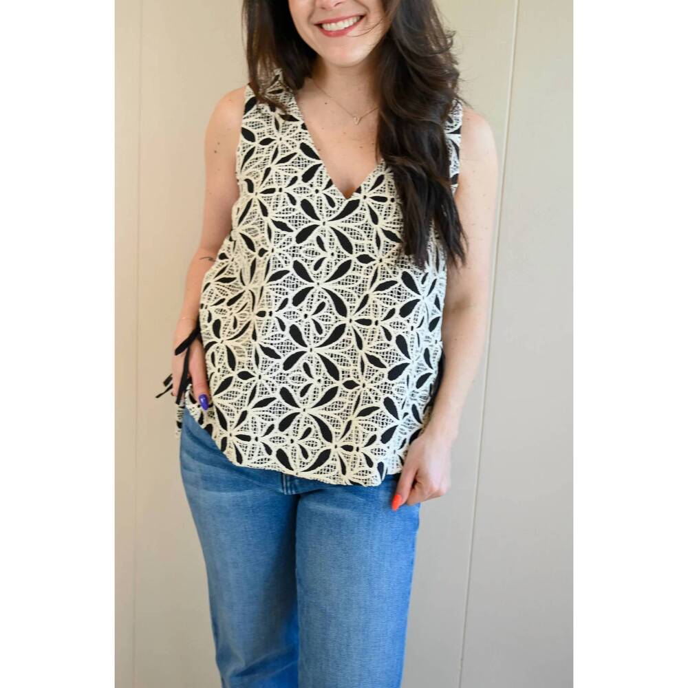 NEW FRNCH quarterdeck embroidery tank top in black